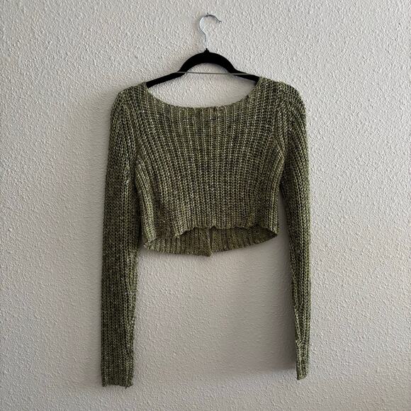 Urban Outfitters Kylie Knit Olive Green Cardigan Long Sleeve Hook Closure Sze XS - Picture 6 of 11